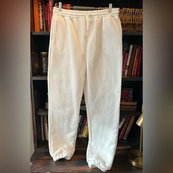Women’s Bright White Sporty Sweatpants Size XL Baggy Casual Relaxed - Picture 3 of 8